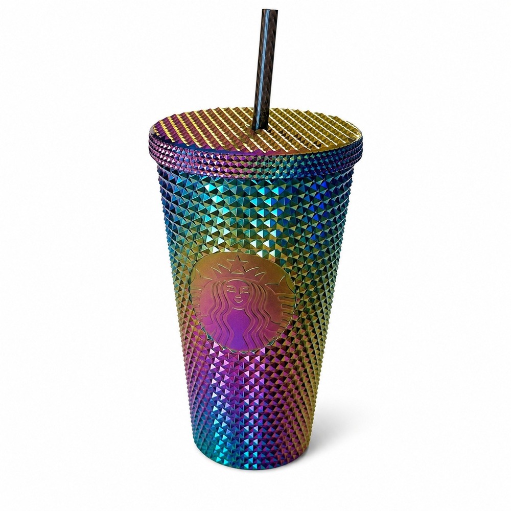 Starbucks Oil Slick Studded Tumbler 16oz Fall 2023 Rainbow Halloween Cup Coffee